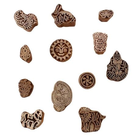 Set of 12 Piece New Mix Wooden Printing Blocks